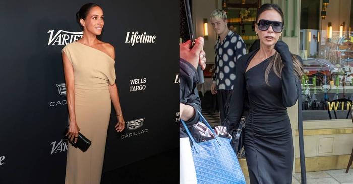 Meghan Markle and Victoria Beckham twins put on draped attire